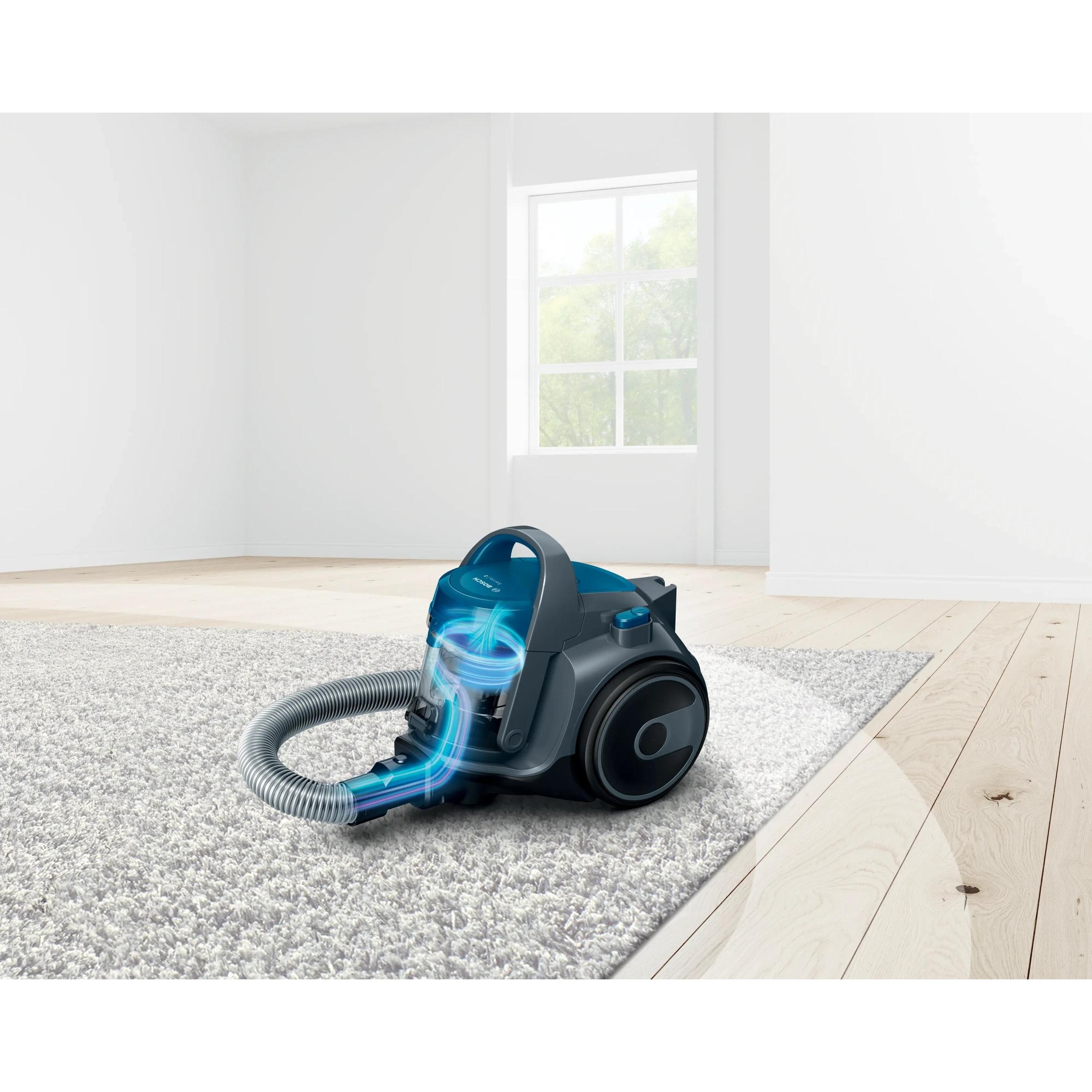 Aspirador Sin bolsa Bosch BGS05A220  | Ciclónico, 700W, 78dB, 9 m Radio, Azul