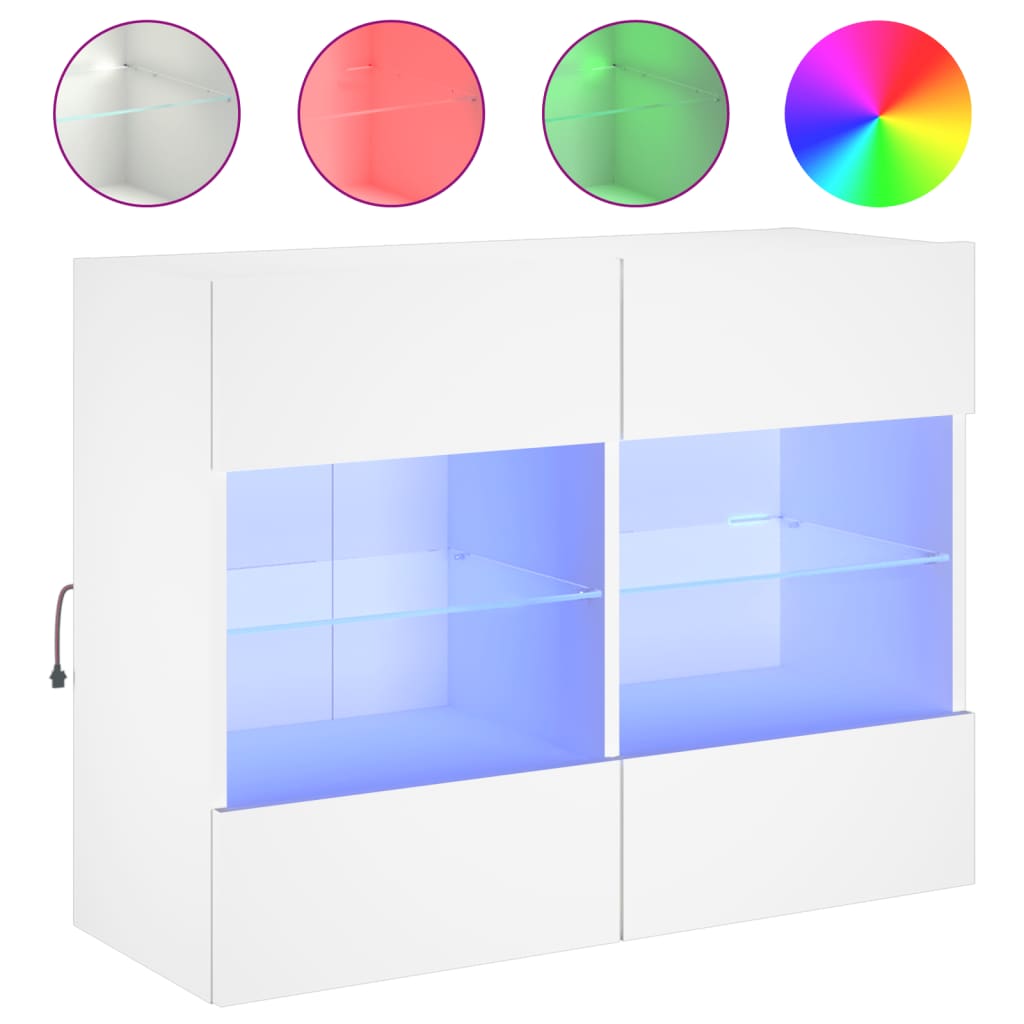 vidaXL Mueble TV de pared con luces LED 78,5x30x60,5 cm, Mueble de Salon, Mueble TV, Mueble TV salon, Mesa de TV, Mueble tele