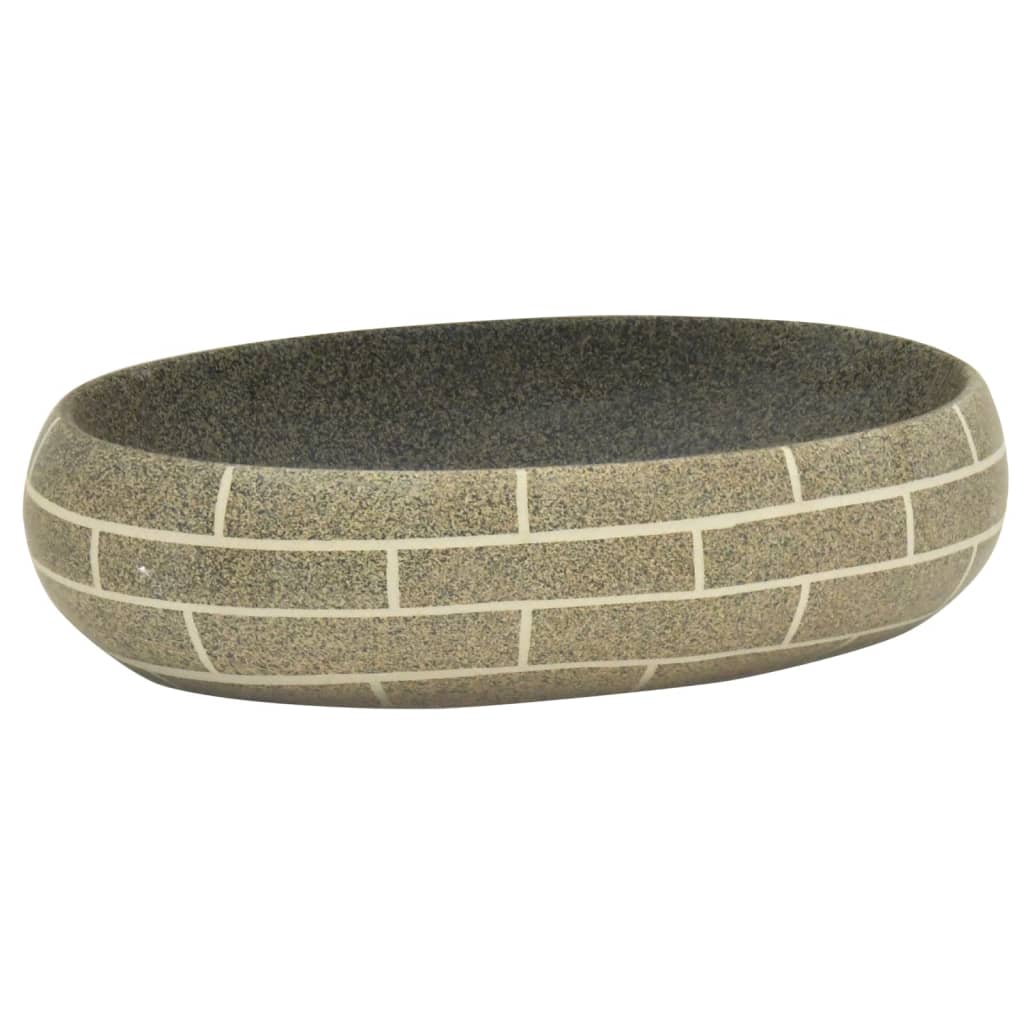 vidaXL Lavabo sobre encimera ovalado cerámica 59x40x15 cm