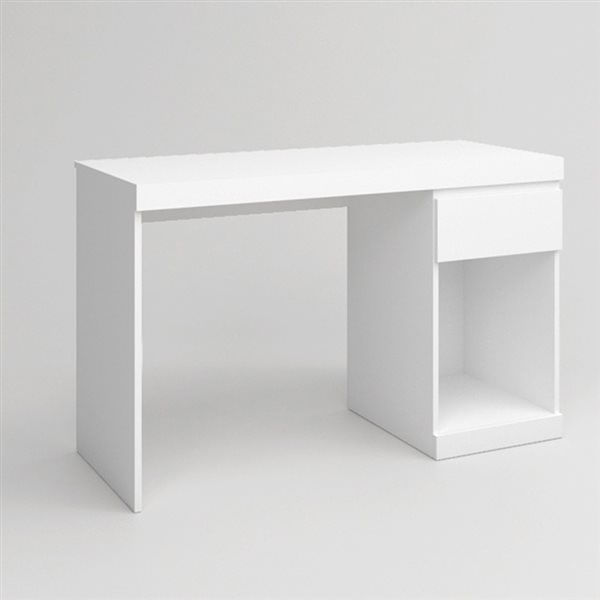 Escritorio Boro 1 cajón + compartimento blanco mate 75,5x120x50 cm