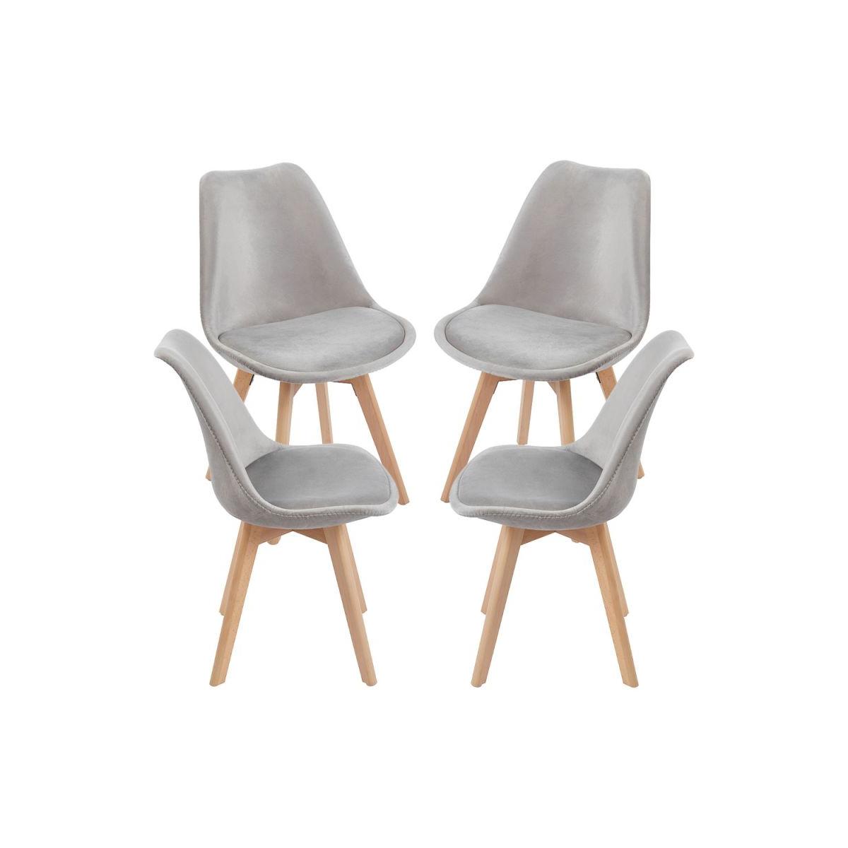 Regalos Miguel - Packs Sillas Comedor - Pack 4 Sillas Synk Terciopelo - Gris claro