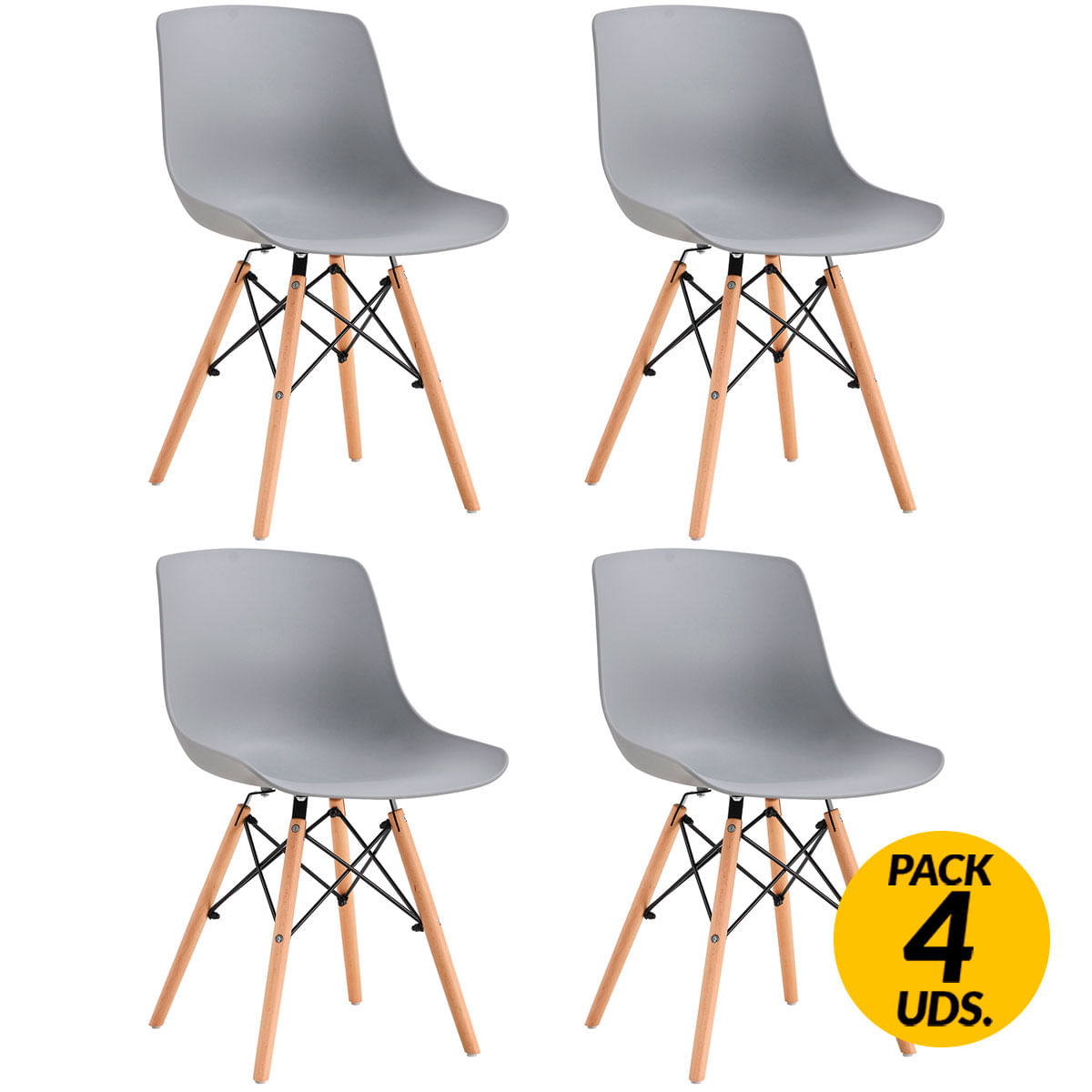 Adec - Adec Pack de 4 sillas de comedor Jeff diseño nórdico