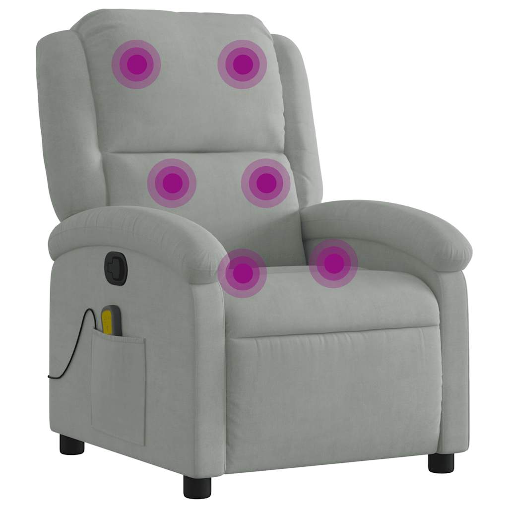 vidaXL Sillón reclinable de masaje de terciopelo Multicolor