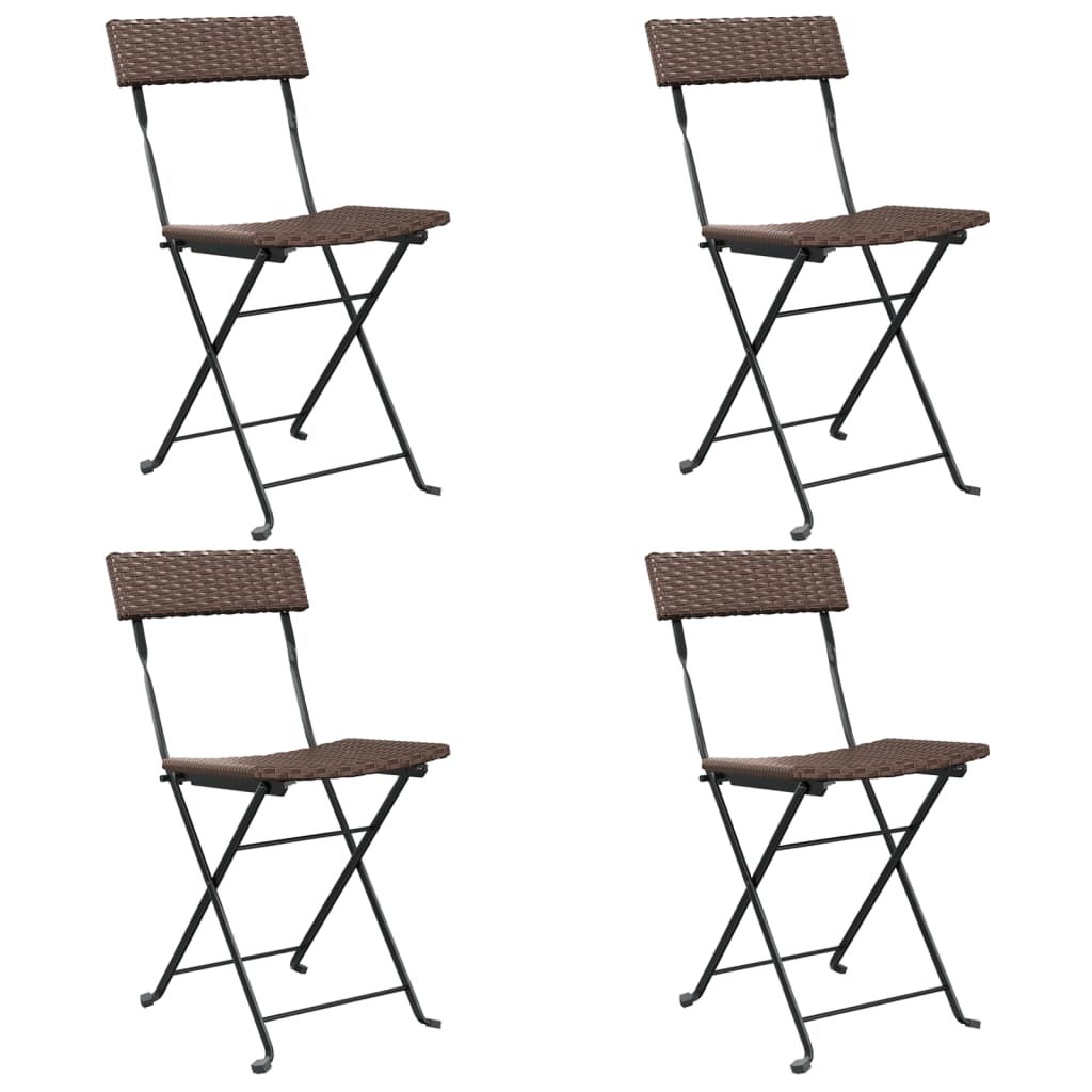 vidaXL Sillas cafetería plegables 4 uds acero y ratán sintético marrón