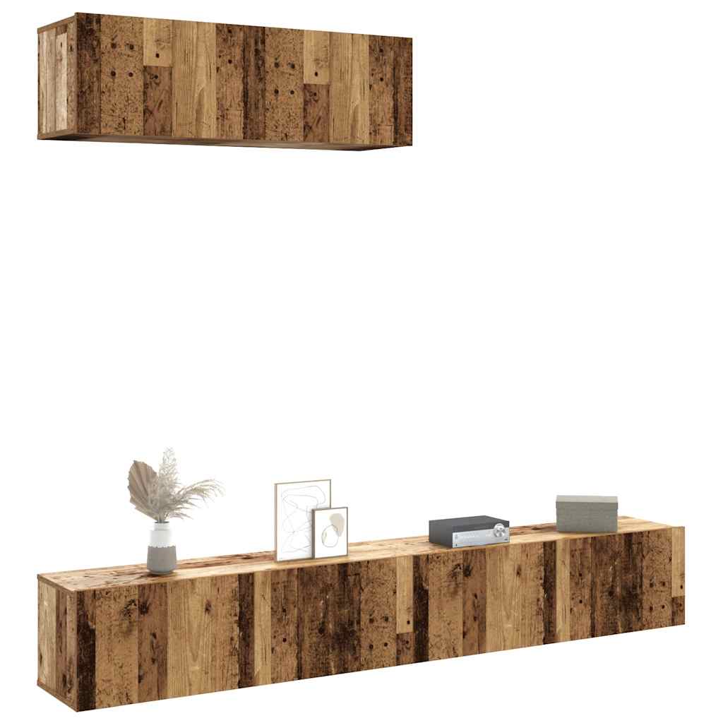 vidaXL Muebles TV de pared 3 uds 100x30x30 cm en color Roble artisan/Madera antigua | almacenamiento funcional diseño moderno para baño dormitorio sala
