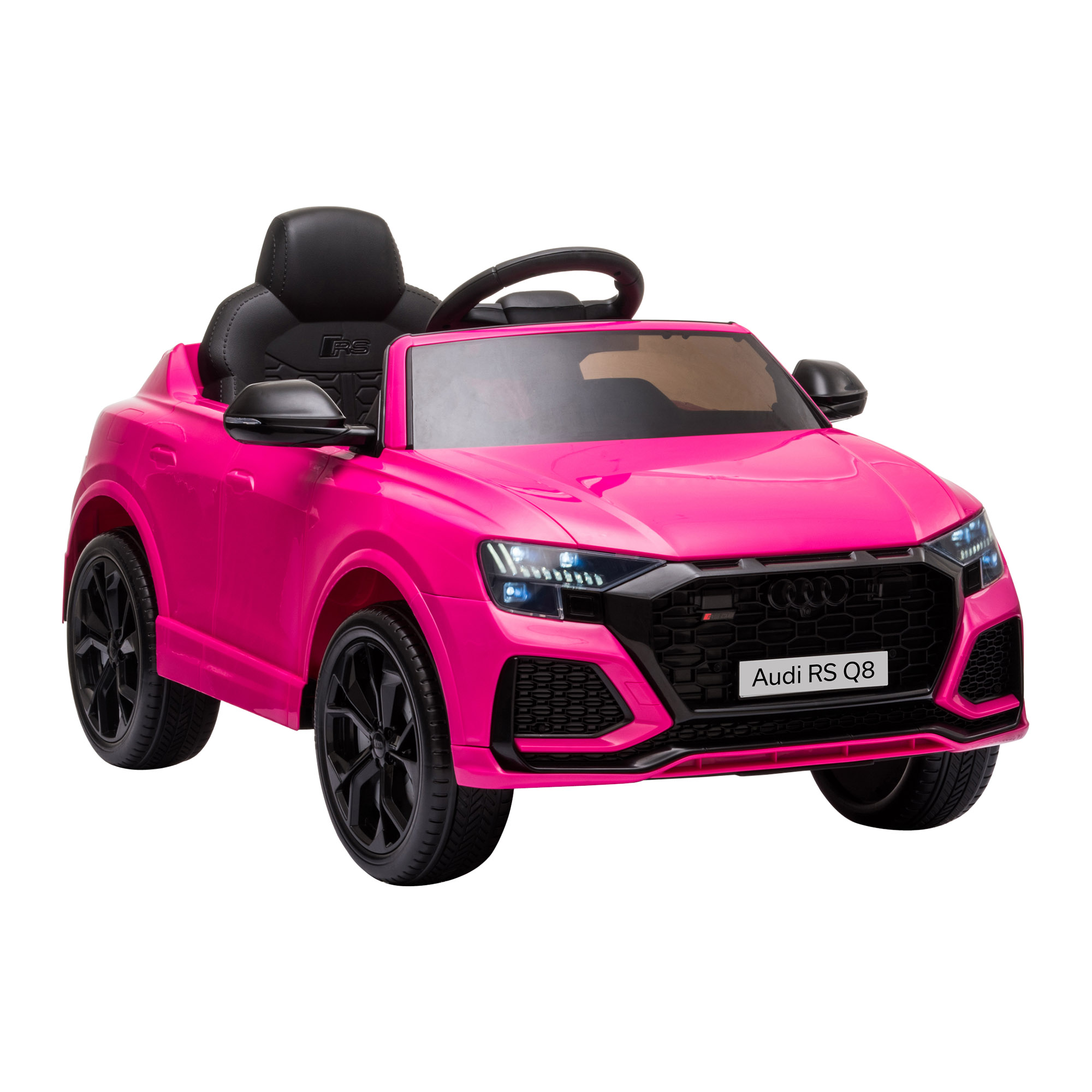 HOMCOM Coche Eléctrico Infantil +3 Años Licencia Audi RS Q8 con Batería 6V 2 Motores Mando a Distancia Música MP3 Bocina y Luces Velocidad Máx. 3km/h 101x62x51 cm Rosa/Negro