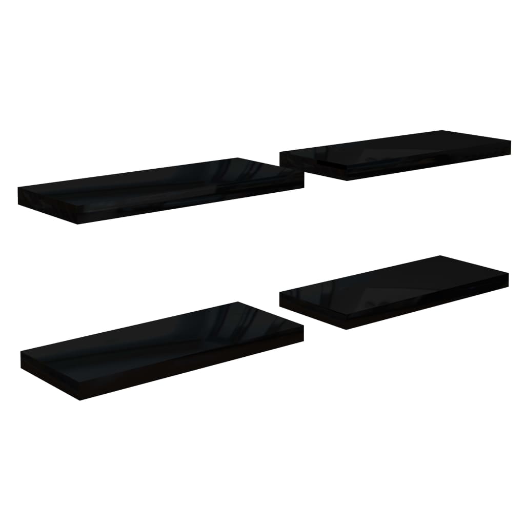 vidaXL Estante flotante de pared 4 uds MDF 60x23,5x3,8 cm Blanco brillante, negro brillante, gris brillante Mueble Almacenaje Estantería para Oficina, Estudio, Dormitorio Estantería/Librería/ mueble de Almacenamiento