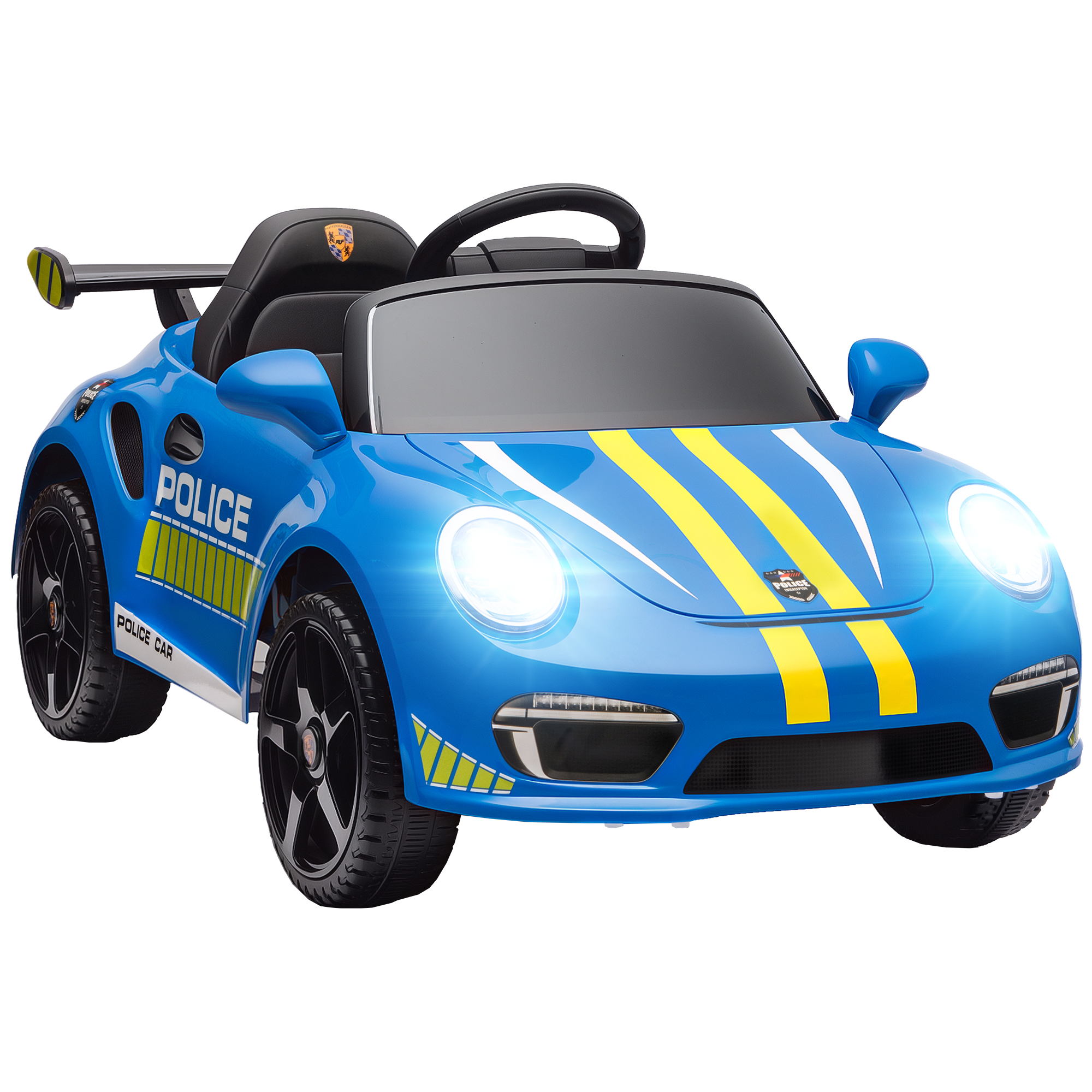 AIYAPLAY Coche Eléctrico para Niños con Licencia RUF CTR 3 Clubsport, Coche de Batería 12V, con Mando a Distancia 2,4 G, Motor Doble, Música Inalámbrica, Bocina, Ruedas Auxiliares y Faros LED