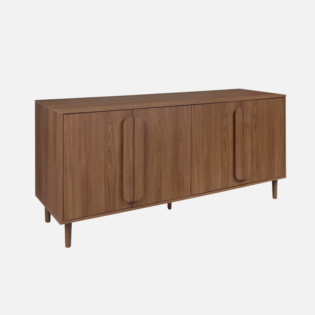 sweeek - Aparador vintage con efecto madera y 4 puertas, 160cm , Juliana , 160x45x75