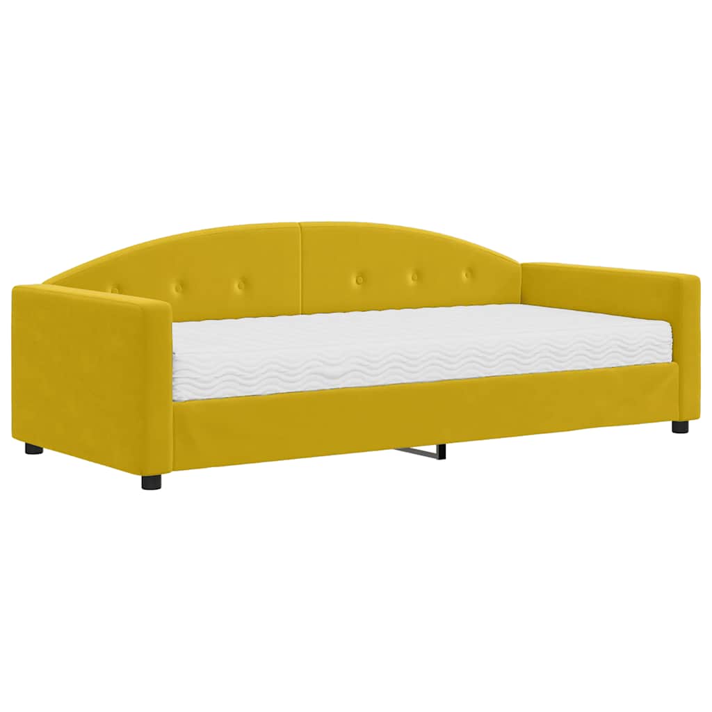 vidaXL Sofá cama con colchón terciopelo amarillo 90x200 cm