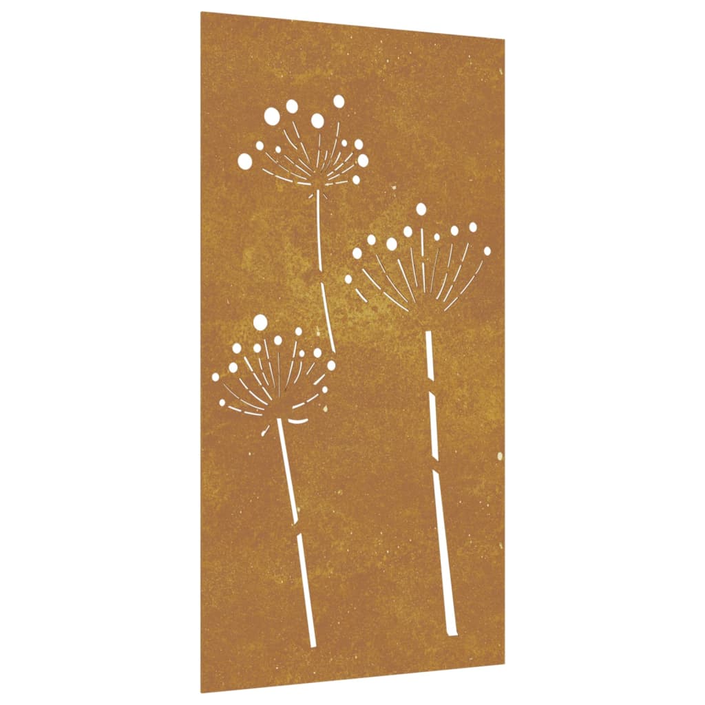 vidaXL Adorno de pared de jardín acero corten diseño flores 105x55 cm