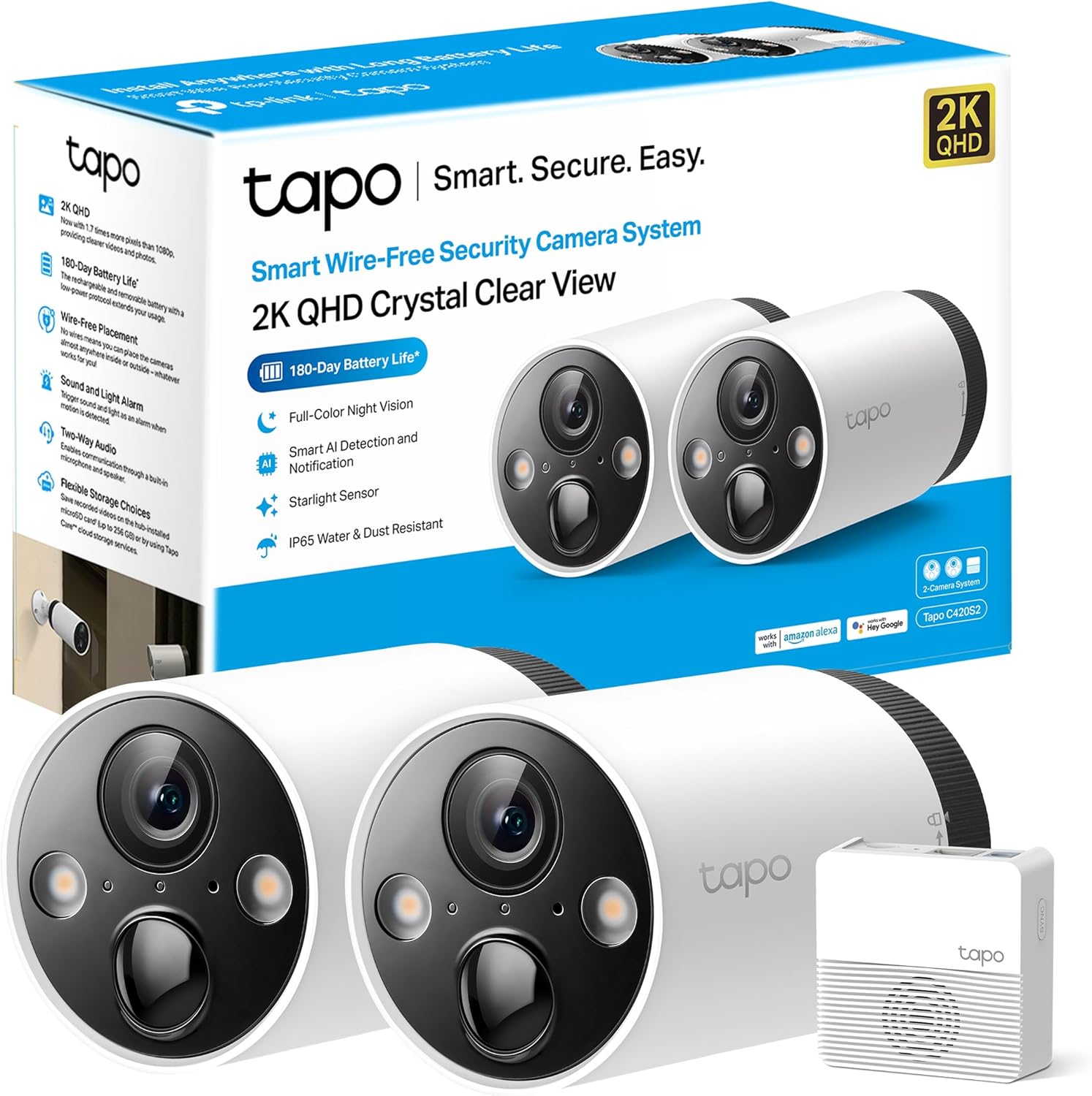 Tp-link Cámara Vigilancia Wifi Exterior IP65 - Batería Recargable 2K Visión Nocturna