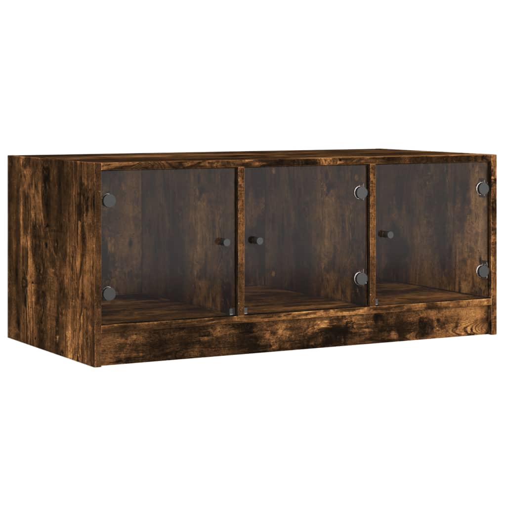Vidaxl Mesa de Centro con Puertas de Vidrio 102x50x42 Cm - Ideal para Salón o Comedor Blanco