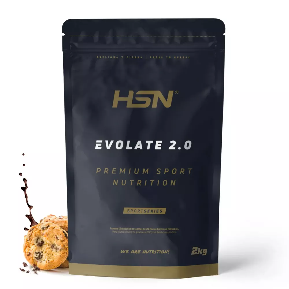 HSN - Aislado de Proteína de Suero de HSN Evolate 2.0 | Sabor Chocolate Galleta 2 Kg = 67 Tomas por Envase | Whey Protein Isolate CFM + Enzimas Digestivas | No-GMO, Vegetariano, Sin Gluten ni Soja