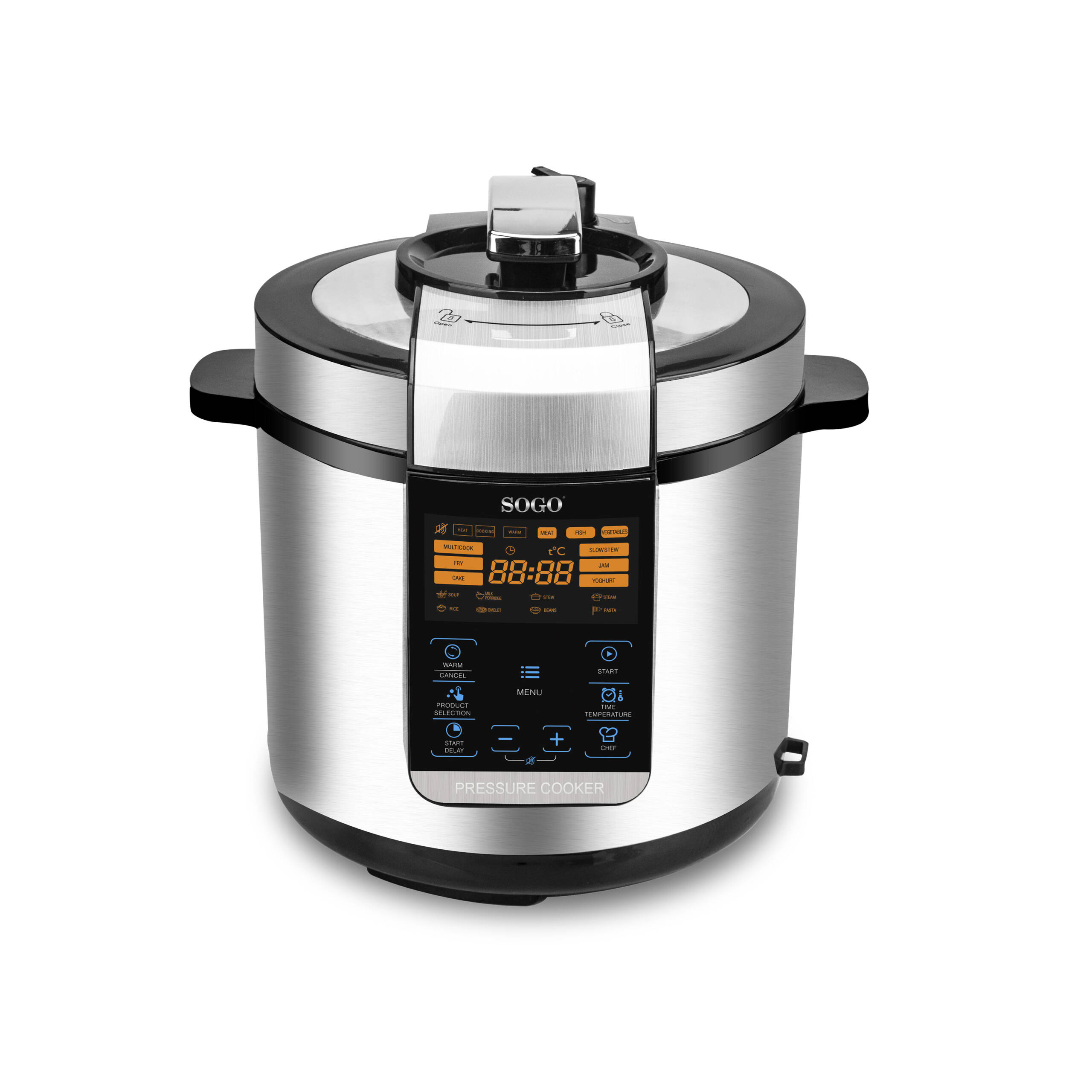 Sogo - Olla de presión eléctrica 6 L multifunción con 17 modos de cocción, 15 funciones preestablecidas y temporizador de 24 h