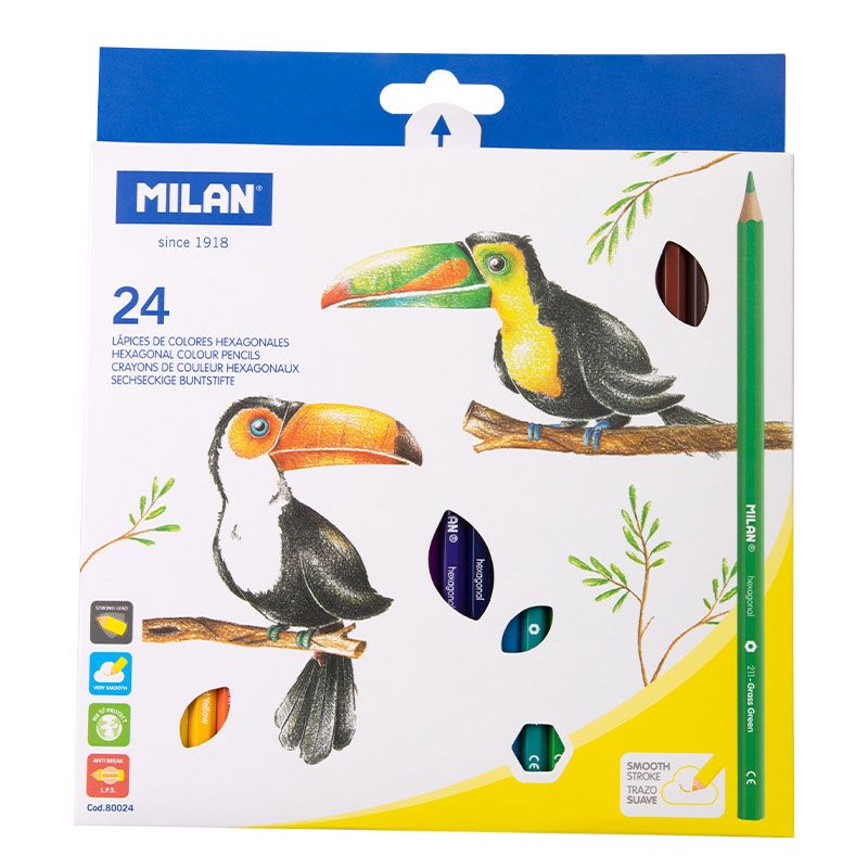 MILAN Caja 24 Lápices de Colores Hexágonales