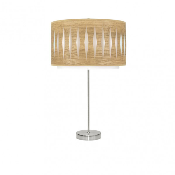 Sobremesa alto alexandra 1xe27 niquel/madera clara 61x30x30 cm
