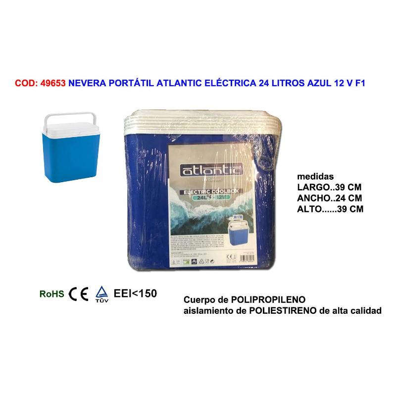 Nevera portatil atlantic electrica 24 litros azul 12 v
