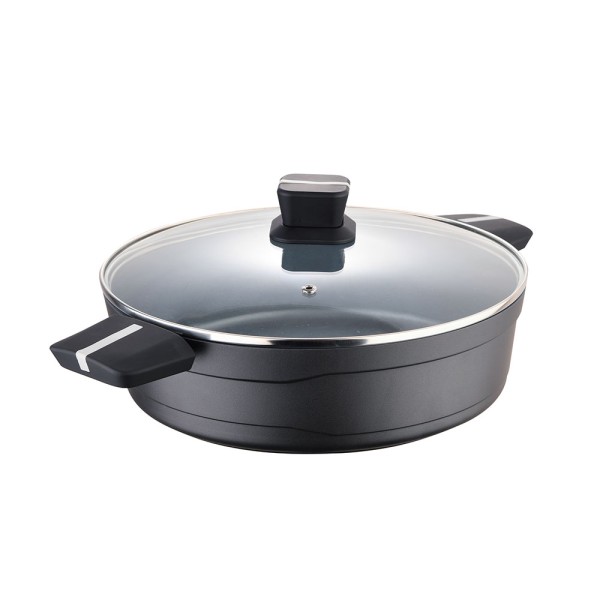 Olla baja de aluminio fundido ind con tapa bistro grey ø28 x 8 cm