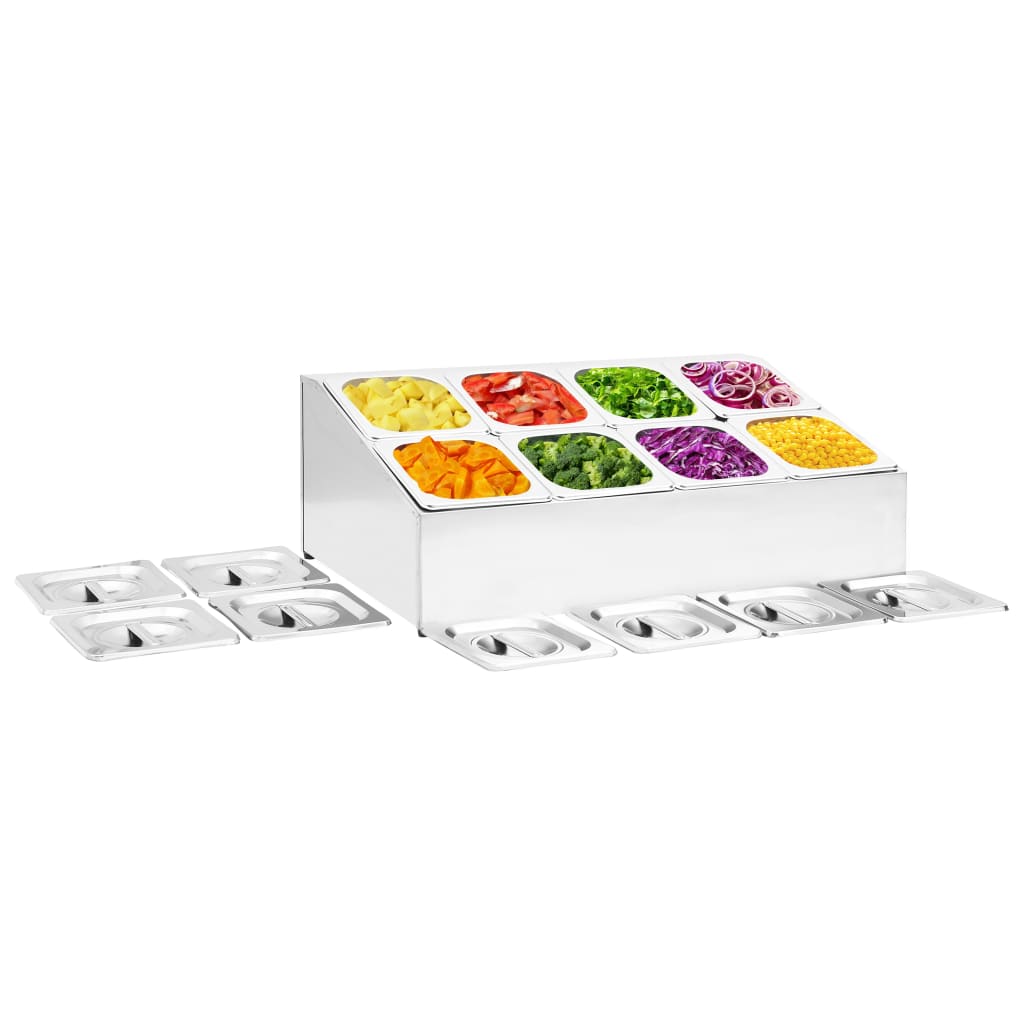 vidaXL Soporte Bandeja Gastronorm con 1/6 Acero Inoxidable Barra Dimensiones 22.5x49.7x21.5 cm (3 bandejas),  40x34x25 cm (4 bandejas),  22.5x66x21.5 cm (4 bandejas) y mas