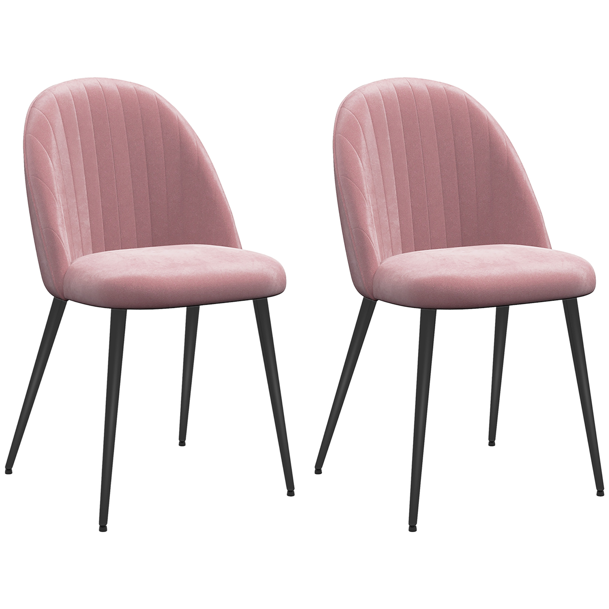 HOMCOM Pack de 4 Sillas de Comedor Modernas, Sillas de Cocina Tapizada en Terciopelo con Respaldo Curvo y Patas de Acero, para Salón, Gris
