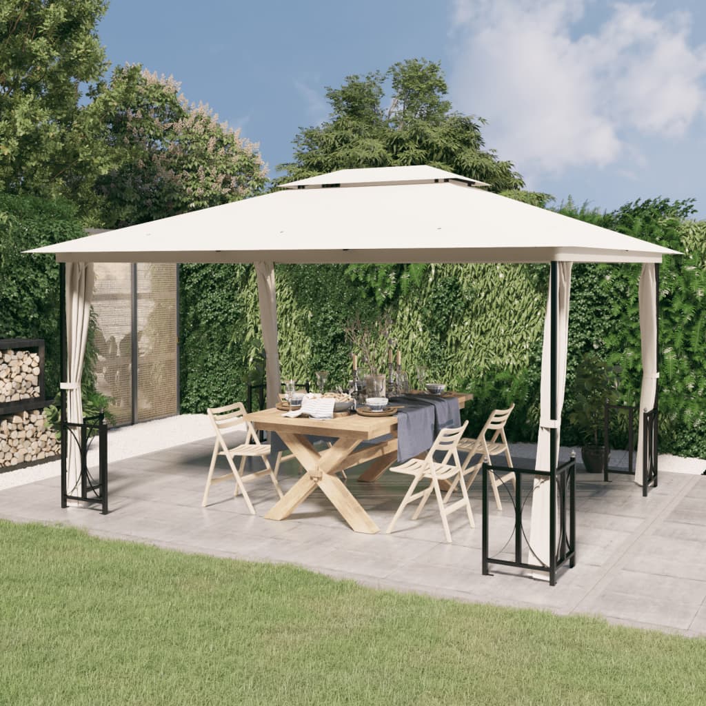 vidaXL Cenador con Paredes Laterales y Techos Dobles 3x4 m Tienda Color Antracita,  Taupé,  Crema y mas