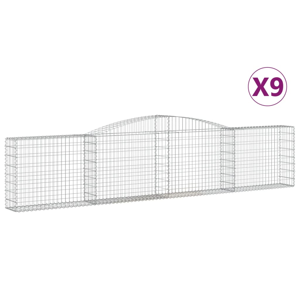 Vidaxl Cestas de Gaviones Arco Hierro (9 Uds) 300x30x40/60 Cm Etc.