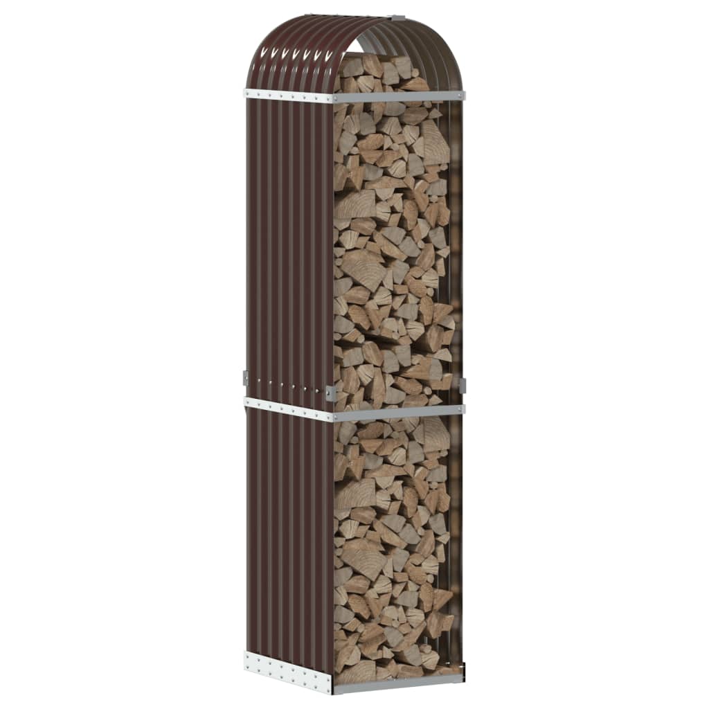 vidaXL Leñero Estante Almacenaje Leñas Chimenea Acero Galvanizado Color Antracita,  Gris claro,  Marrón y mas
