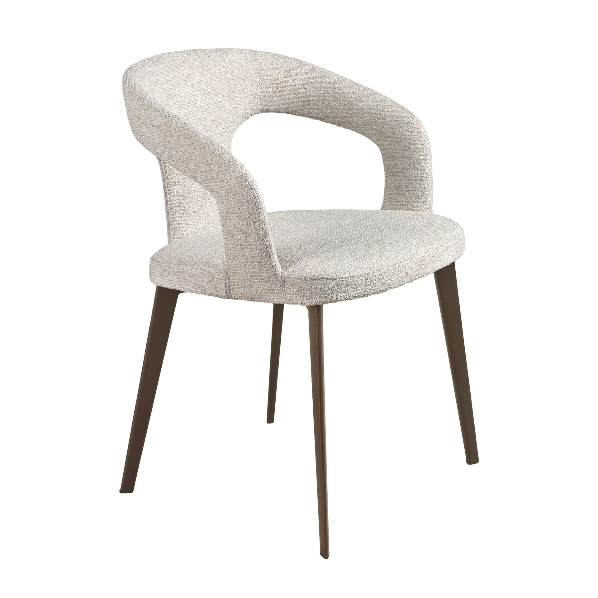 Ángel Cerdá – Silla en Tela Blanco Roto con Reposabrazos + Patas Metálicas en Color Negro+ Diseño Moderno y Elegante + Asiento y Respaldo Tapizados + Comodidad y Estilo + 55x58x77 cm
