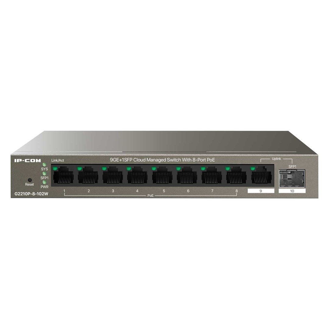 Ip-com switch g2210p-8-102w switch gigabit ethernet (10/100/1000) energía sobre ethernet (poe) gris