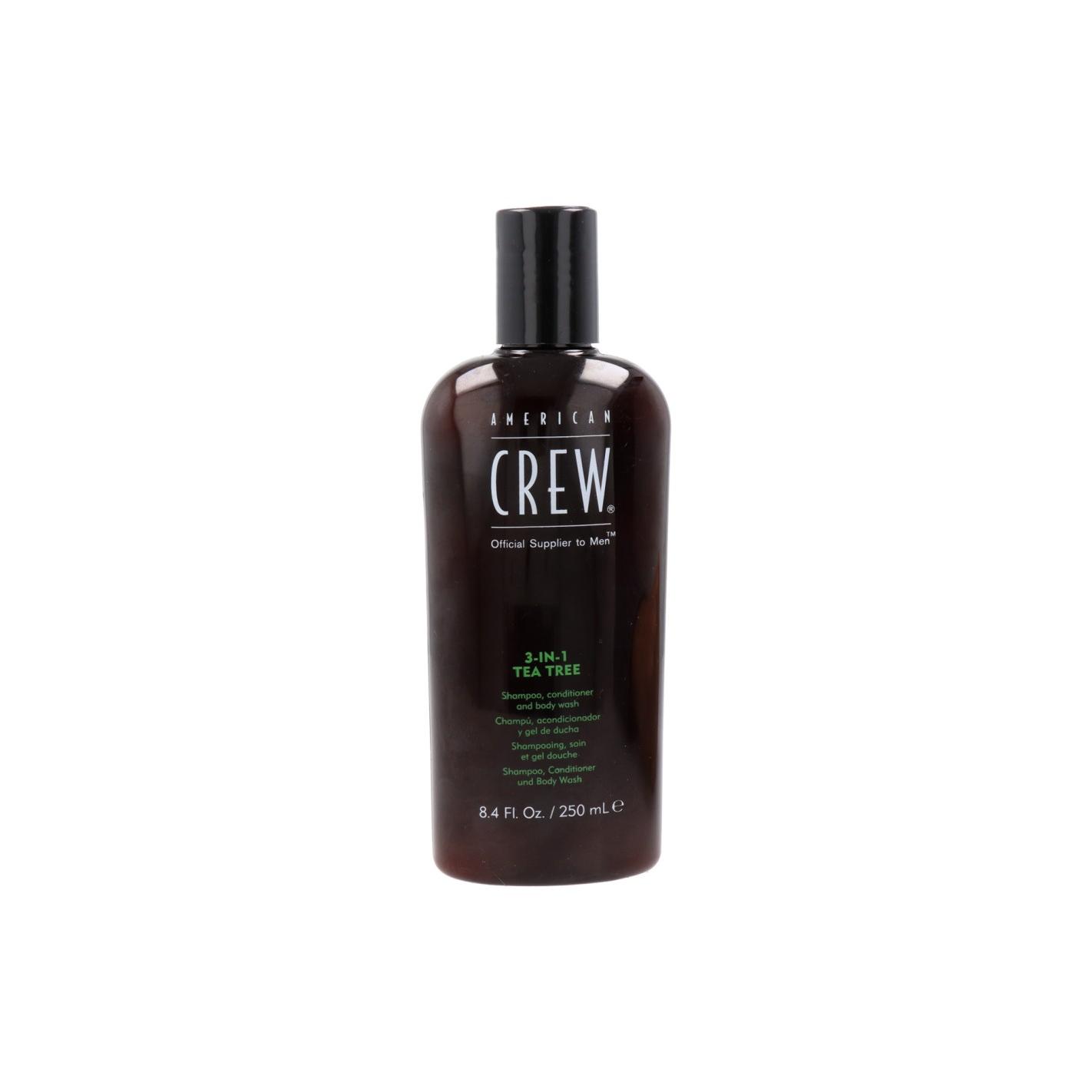 American Crew 3 In 1 Tea Tree 250 Ml, champú Acondicionador Y Gel De Ducha Todo En Uno.