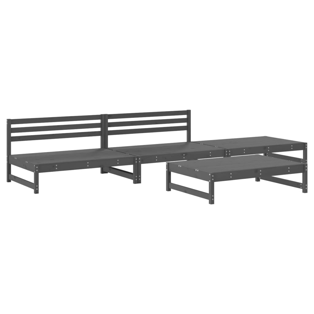 vidaXL Juego de muebles de jardín 4 pzas madera maciza de pino gris