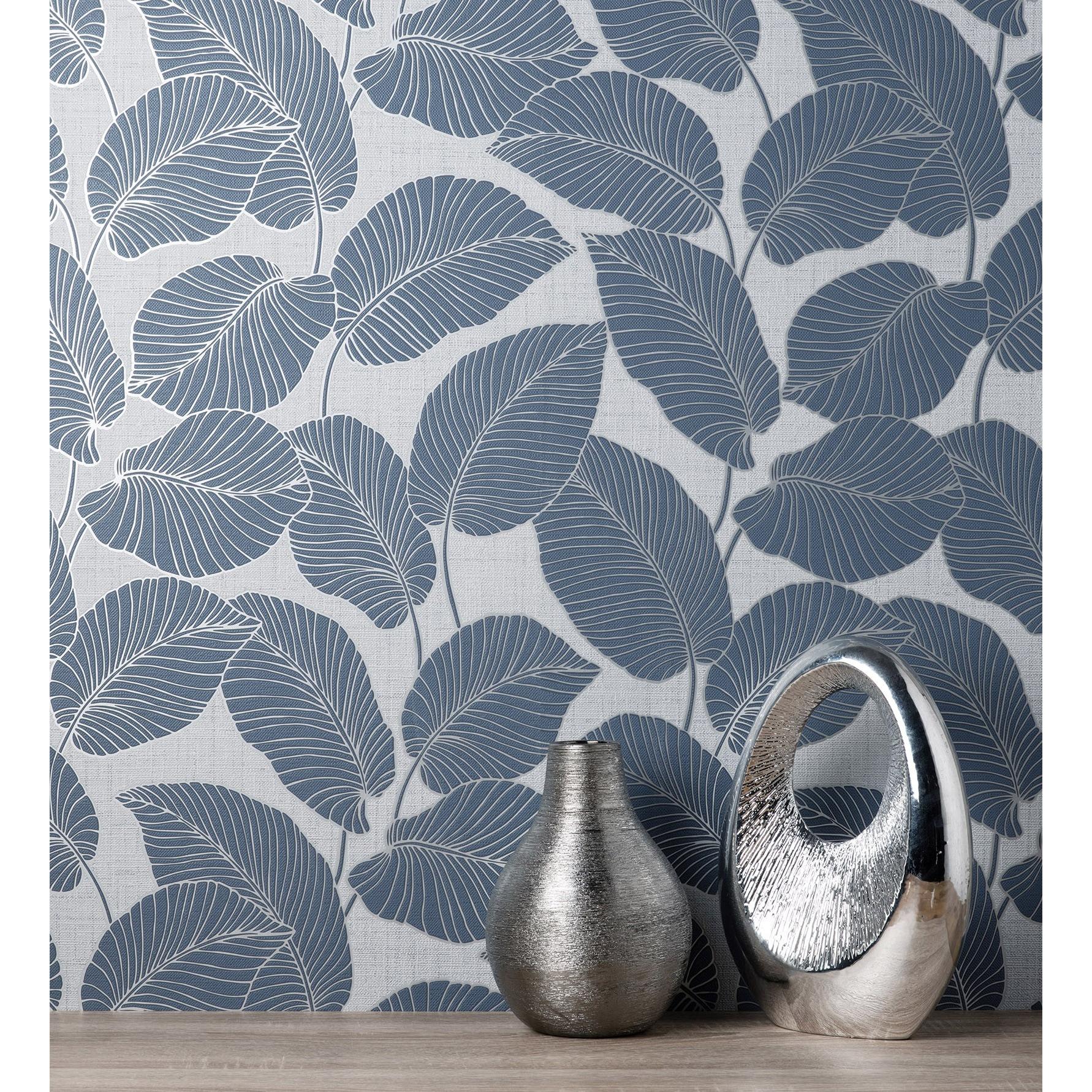 Papel pintado vinílico de hojas con silueta ligeramente metalizada en relieve - Begonia 681271 de GAULAN - Rollo de 10 m x 0,53 m