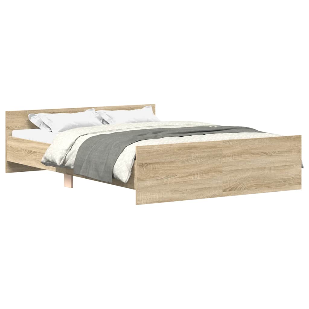 vidaXL Estructura de cama con cabecero piecero roble Sonoma 120x200 cm