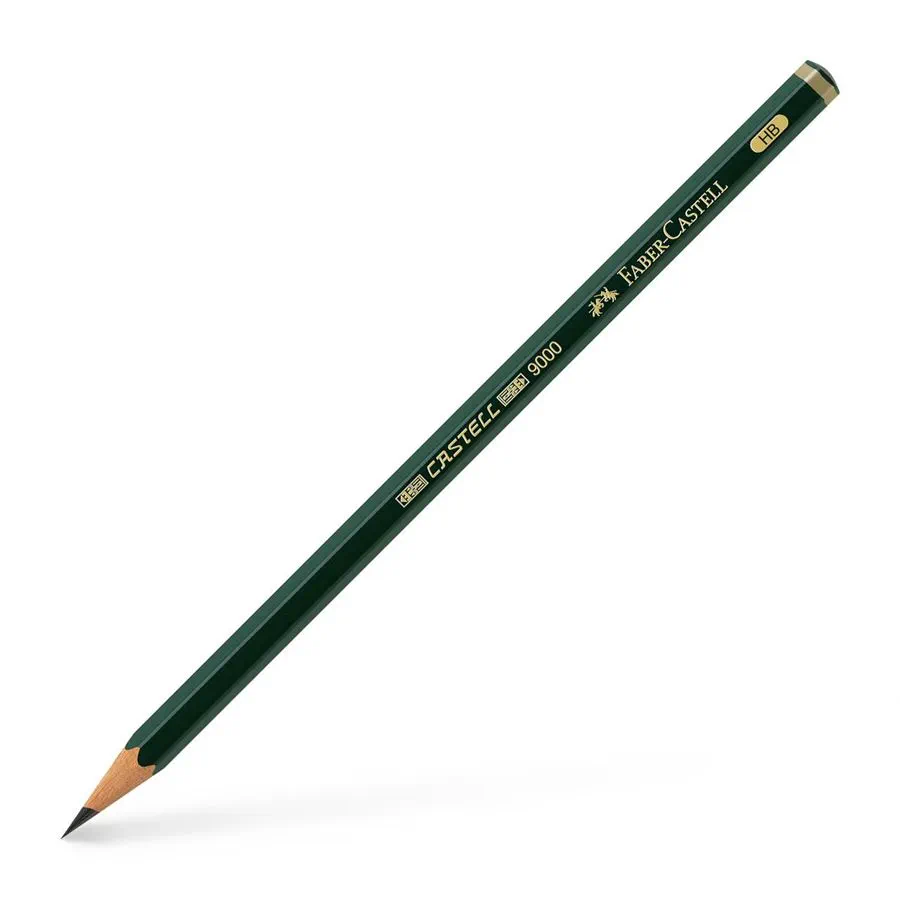 Faber-castell castell 9000 lapiz de grafito hb - mina resistente a la rotura - ecologico