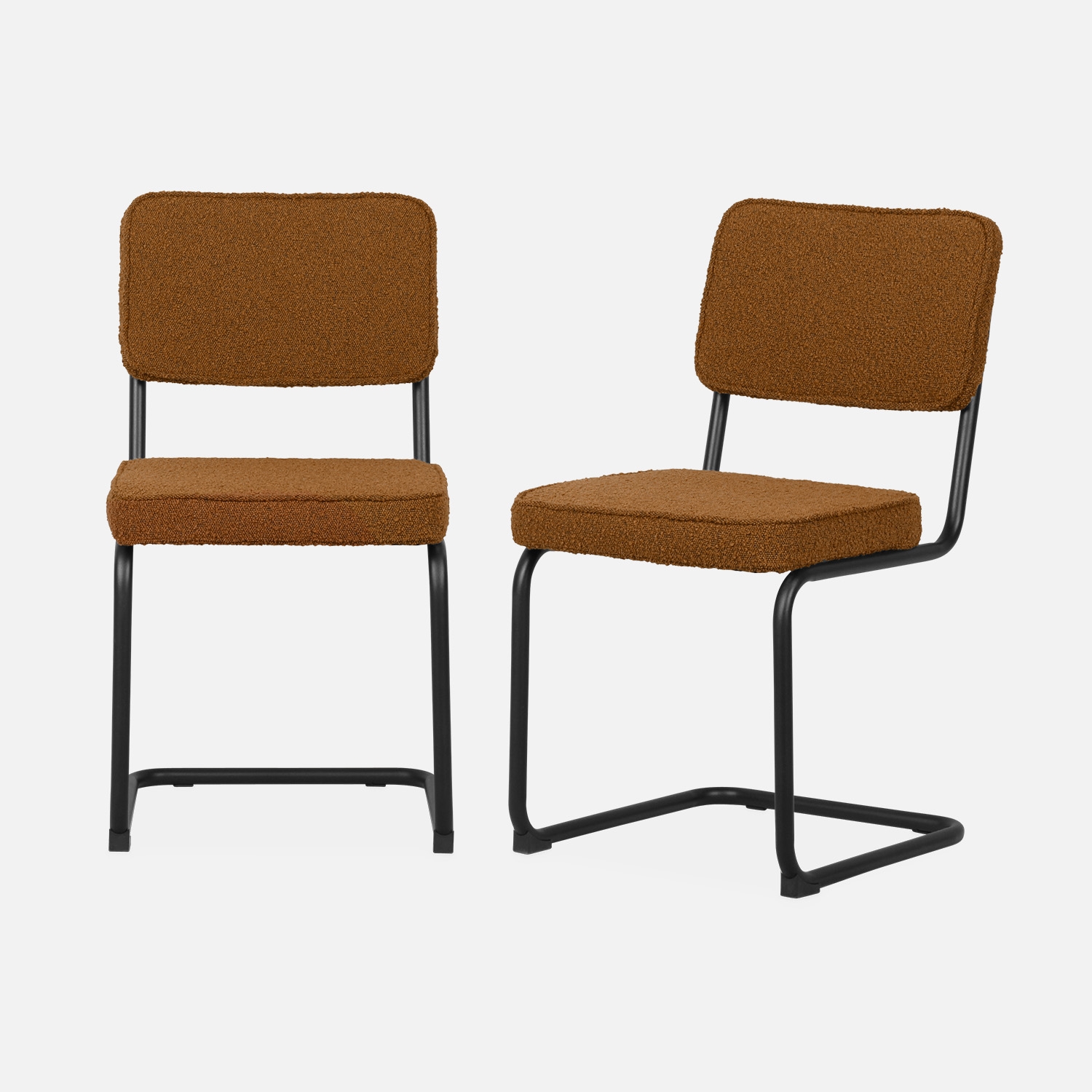 sweeek - Silla cantilever de borreguito texturizado, set de 2 , Maja borreguito , 46x54x84
