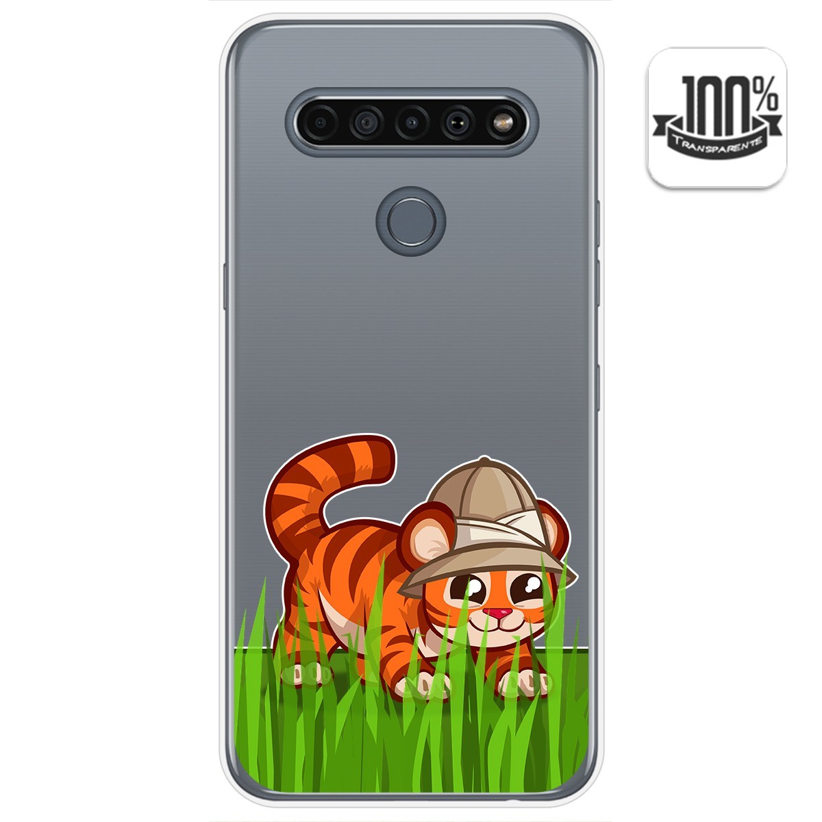 Tumundosmartphone Funda Gel Transparente para Lg K61 diseño Tigre Dibujos