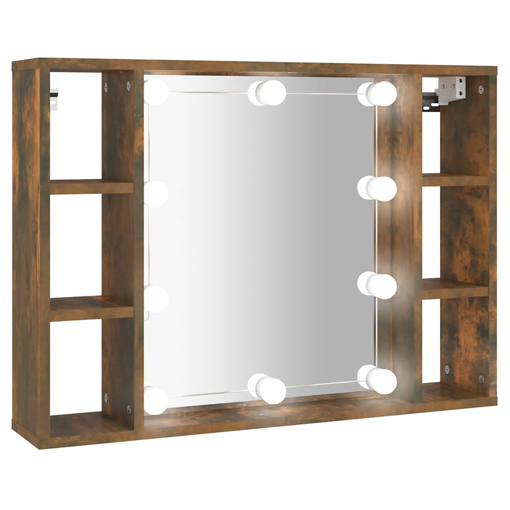 vidaXL Mueble espejo y LED madera ingeniería 76x15x55cm Multicolor