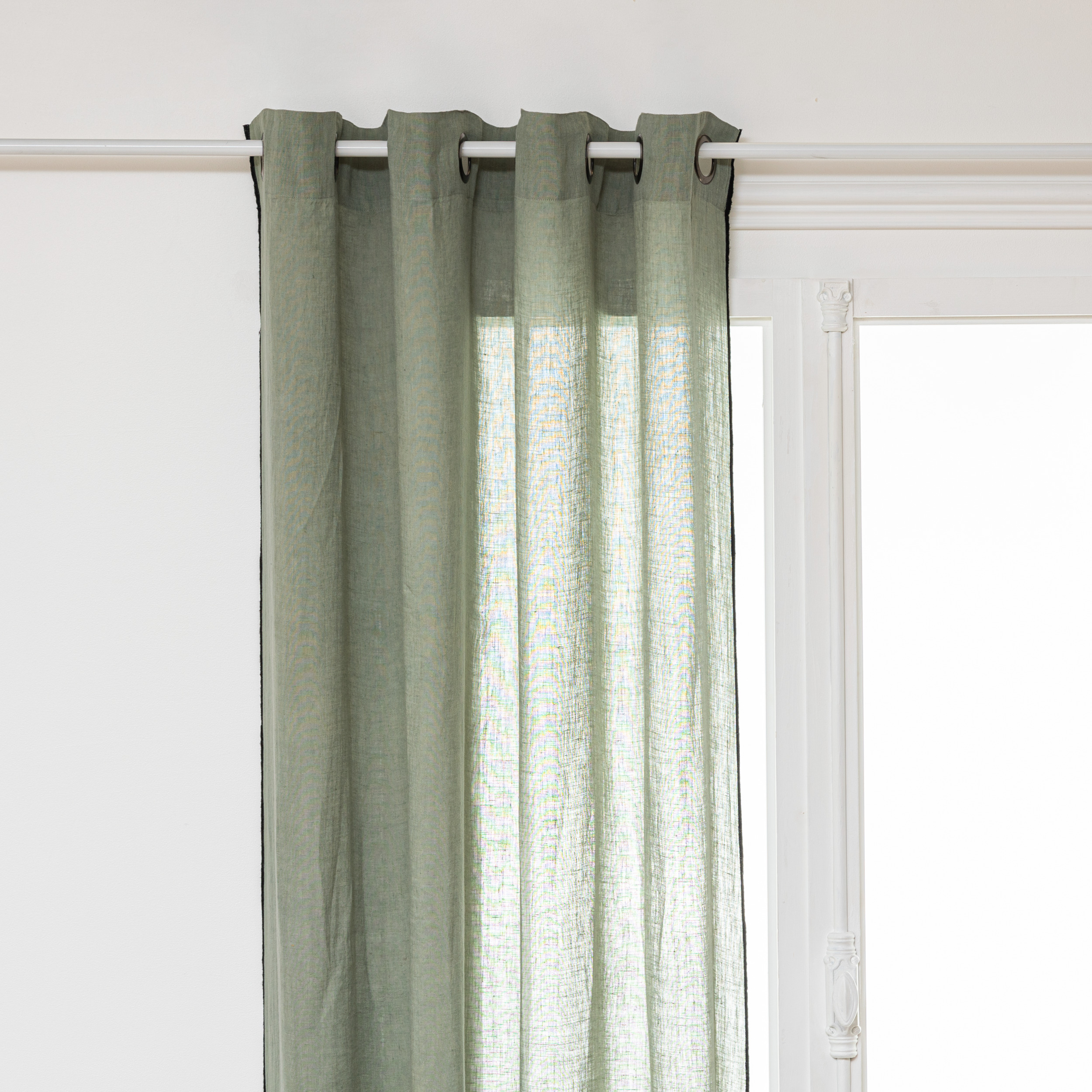 Cortina de Lino verde 130x260 cm con ollados