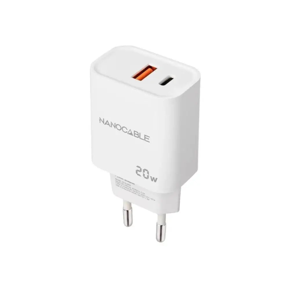 Nanocable 10.10.2007 Cargador de Pared 20W 1xUSB-A QC 1xUSB-C PD Blanco