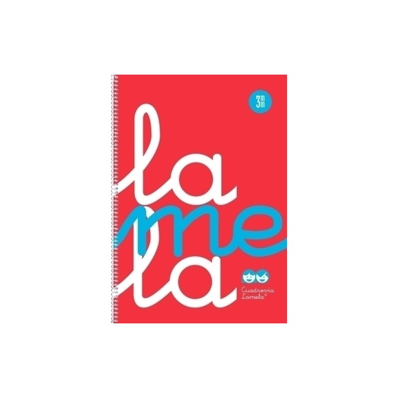Lamela - LAMELA CUADERNO ESPIRAL 80H FOLIO 90GR CUADROVÍA 3MM TAPA PP ROJO - Pack de 5 unidades 7FTP03RJ