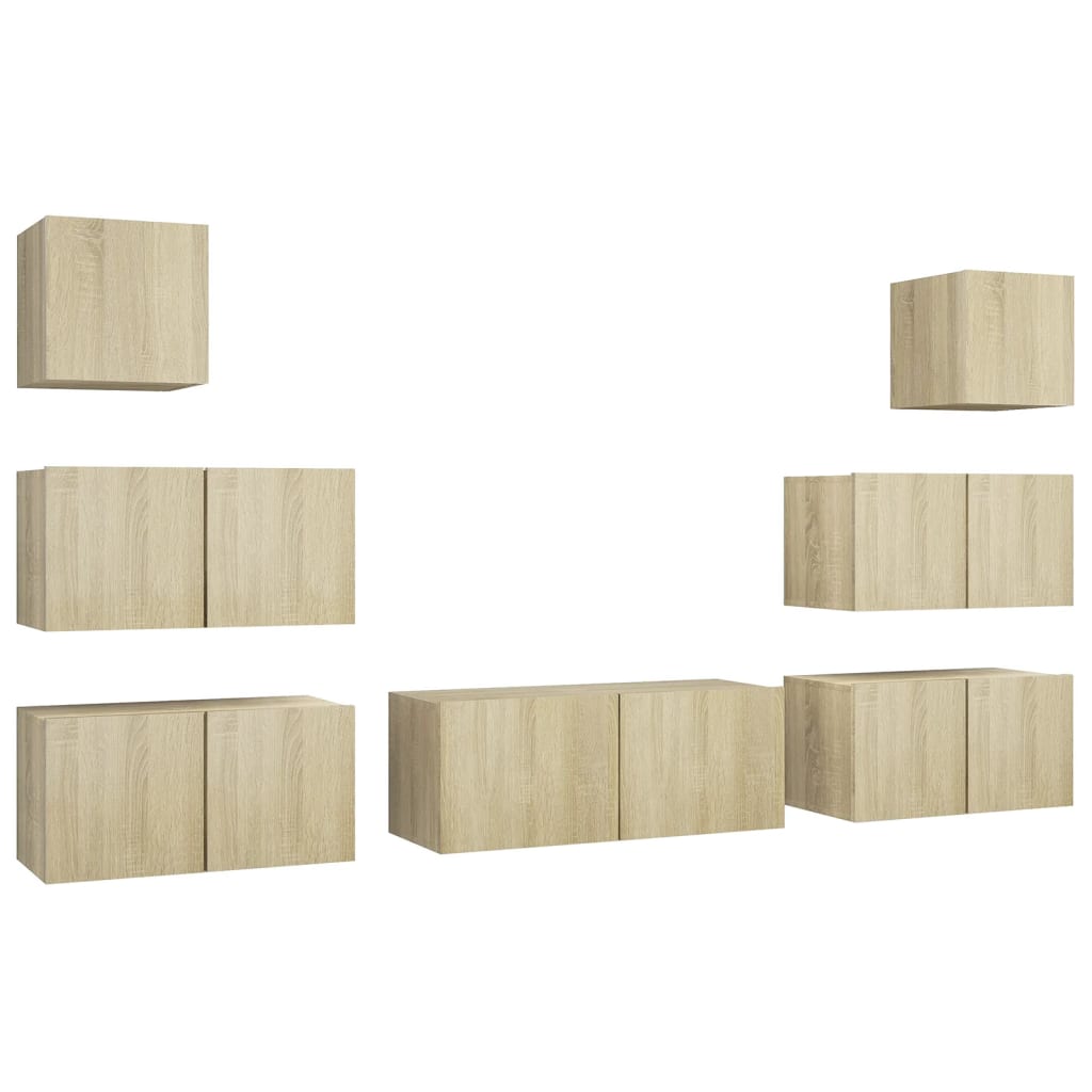 vidaXL Set de muebles de salón TV 7 piezas madera ingeniería 80x30x30 cm, Mueble de Salon, Mueble TV, Mueble TV salon, Mesa de TV, Mueble tele