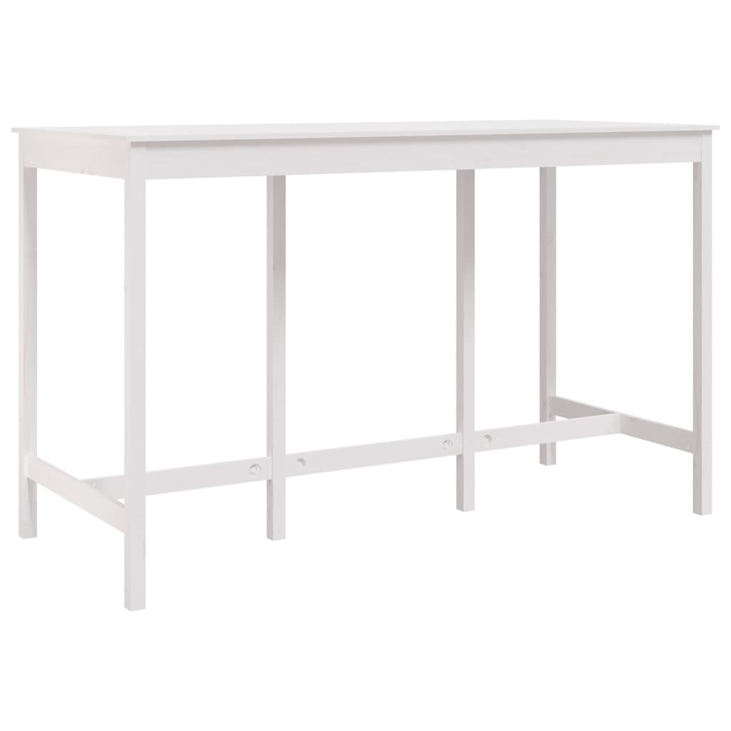 vidaXL Mesa alta de bar madera maciza de pino blanco 180x80x110 cm