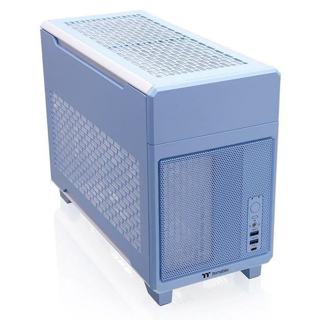 Thermaltake - Caja para PC TR100 Mini-ITX azul con chasis de acero SPCC, puertos USB 3.2 Gen 1 y Gen 2 tipo C, gestión de cables y filtro de polvo, ideal para espacios reducidos