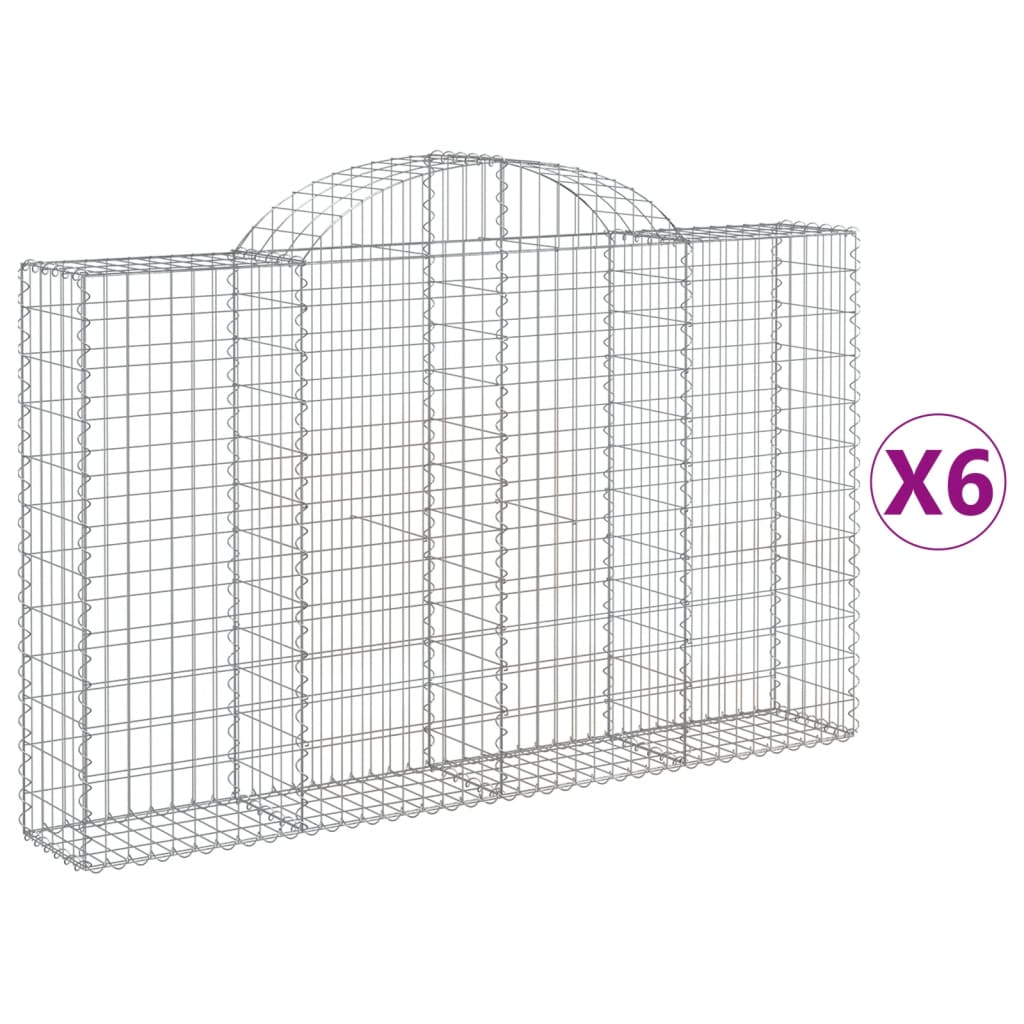 Vidaxl Cestas de Gaviones Arco Hierro 6 Uds 200 X 30 X 40/60 Cm