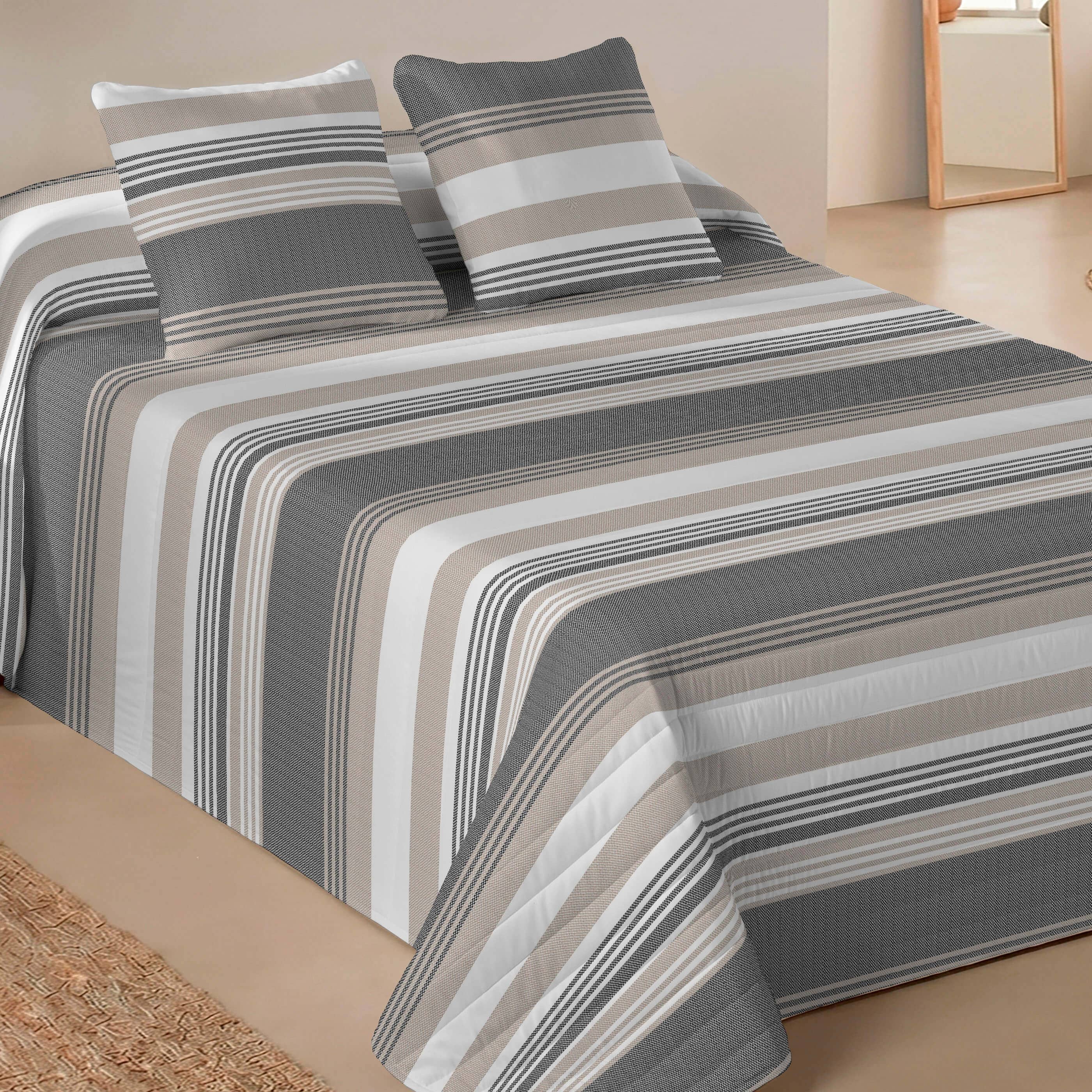 NATURALS - Colcha Bouti Estampada 100% Microfibra Extrasuave - Relleno 70 gramos -  Ideal para Primavera y Verano - Incluye 1 o 2 Fundas de Cojín - Disponible para Cama 90/135/150/180 cm - Fabricado en España