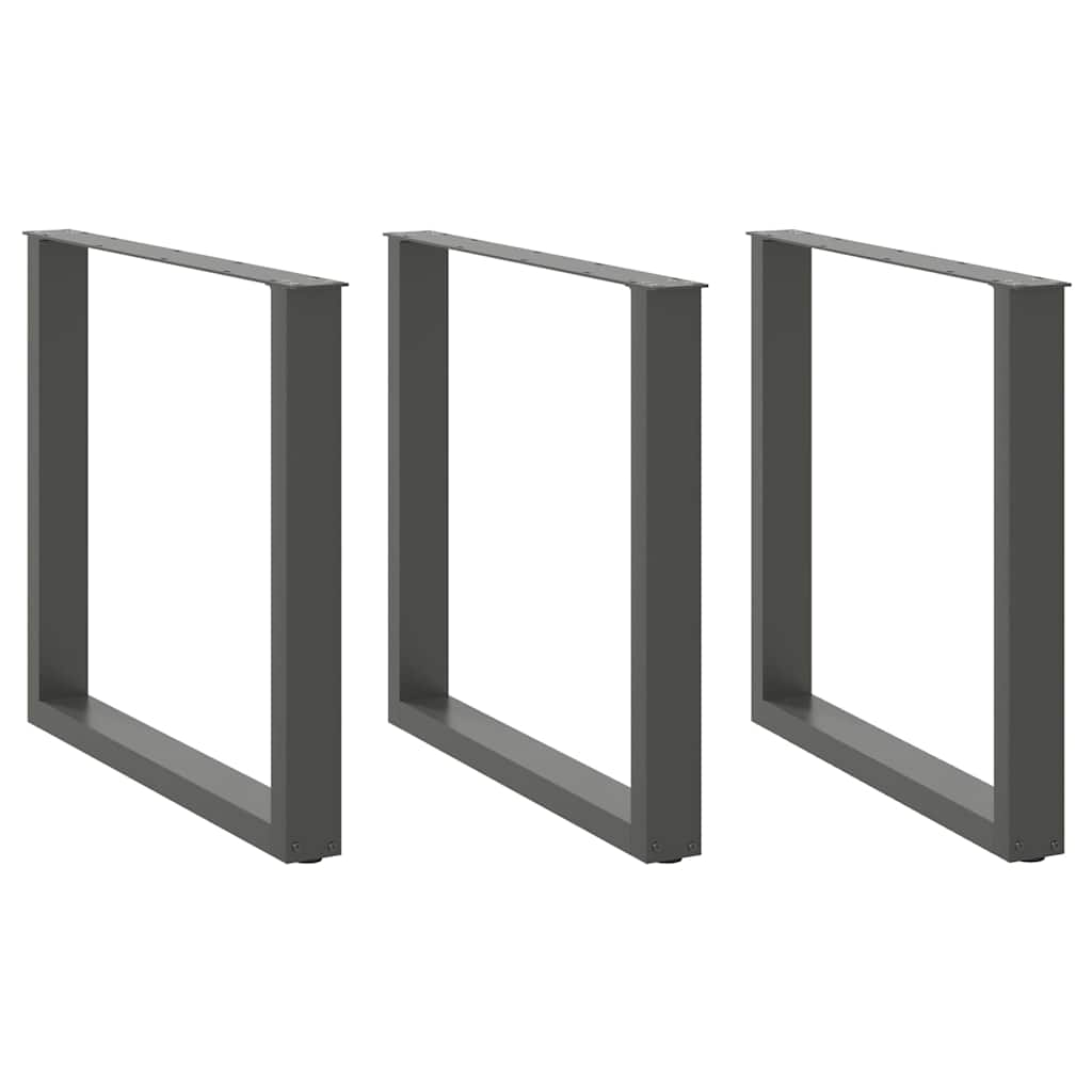 vidaXL Patas para mesa de comedor en forma de U (3 unidades) 80 x (72-73) cm, acero