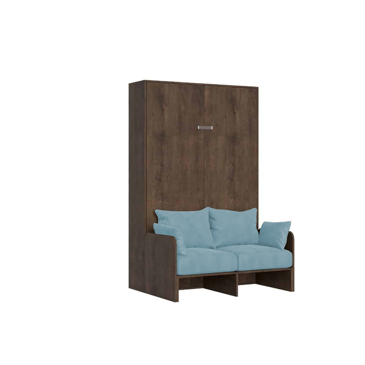 Cama plegable Kentaro de 120 cm tamaño queen con sofá de nogal, azul claro - Itamoby