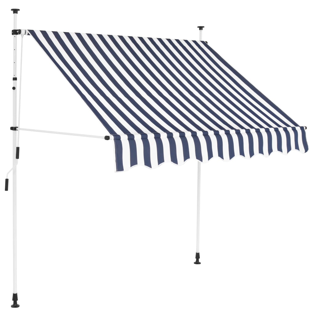 Vidaxl Toldo Retráctil Manual 200 Cm - Color Azul y Blanco
