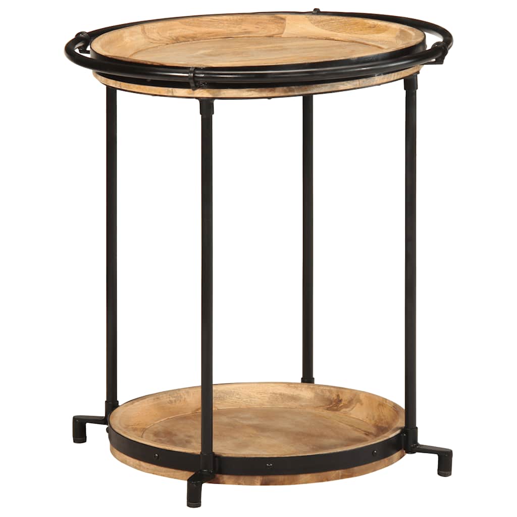 vidaXL Mesa auxiliar Ø55x60 cm en material madera maciza de acacia/madera maciza de mango | estructura resistente ideal para salón dormitorio o estudio